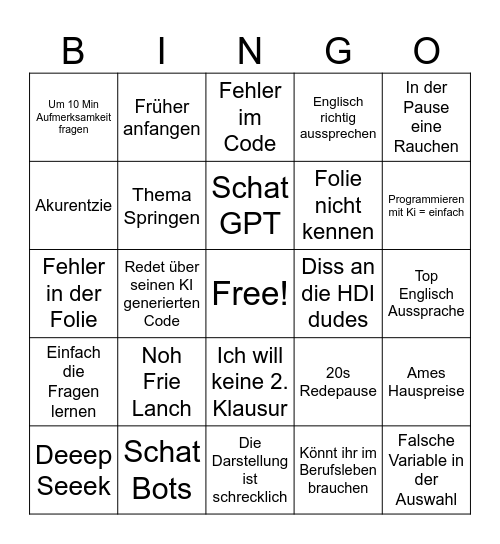 Prof. Hahn Bingo Card
