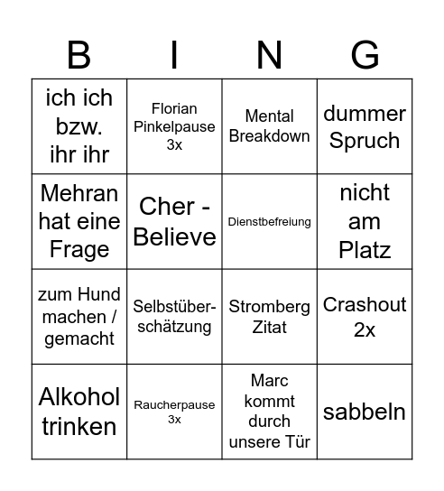 Phoadsen Bingo Card