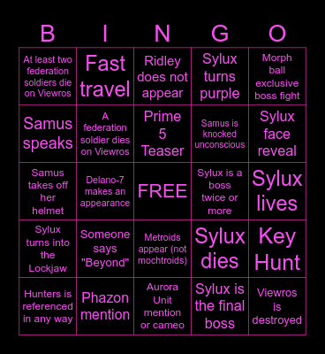 METROID PRIME 4: BEYOND Bingo Card