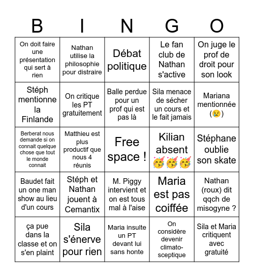 Les mercredis à la HEG Bingo Card