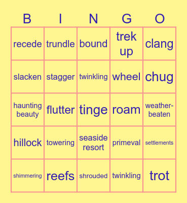 Namibia’s Desert Express Bingo Card