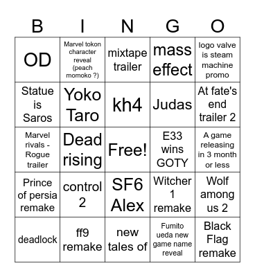 GA 2025 Bingo Card