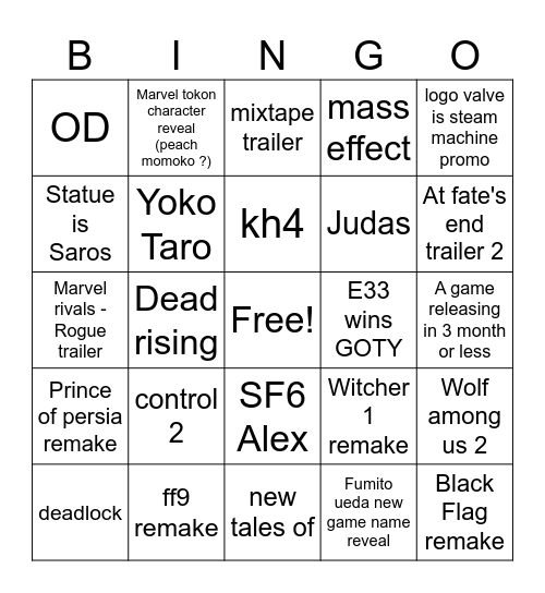 GA 2025 Bingo Card