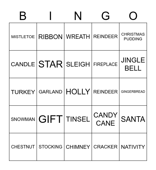 CHRISTMAS Bingo Card