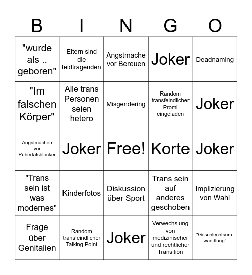Trans Doku Bingo Card