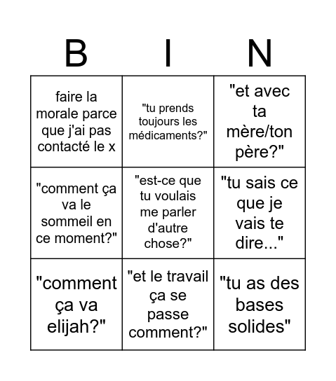 bingo psy Bingo Card