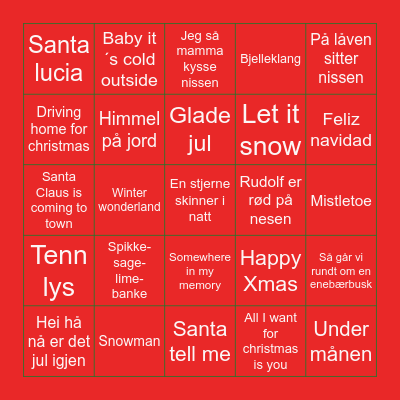 Julebord 2025 Bingo Card