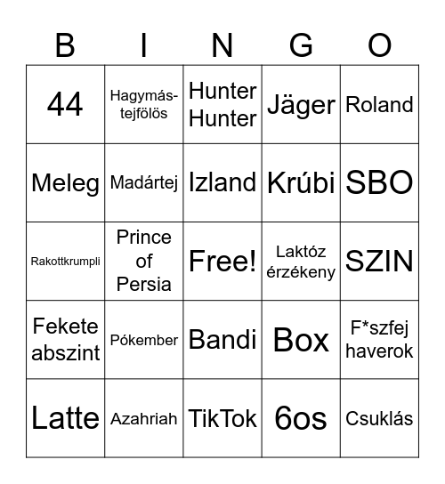 Csabingó Bingo Card