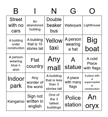 Map view challenge Bingo Card