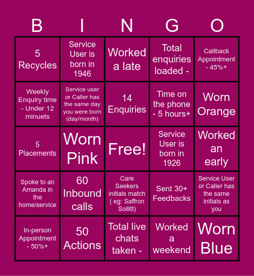 January Blues Bingo Card