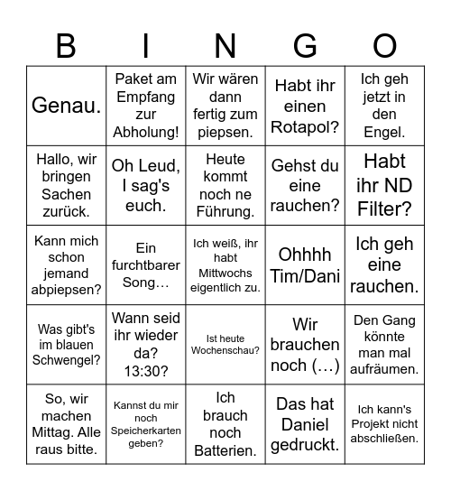 Techniklager Bingo Card