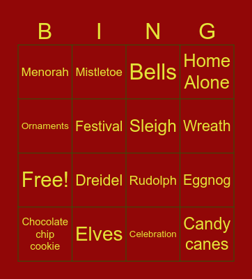 Holiday Bingo Card