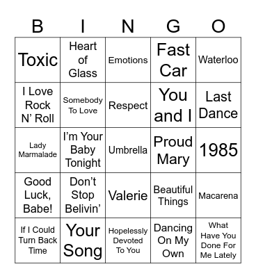 Cover Me Bingo Card