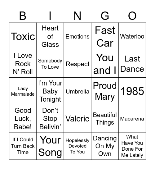 Cover Me Bingo Card