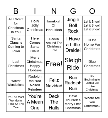 Holiday Music 1 Bingo Card