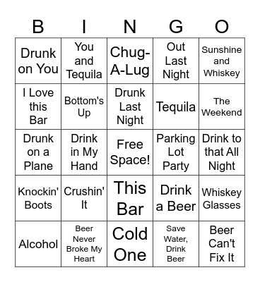 Drinking Bingo Card