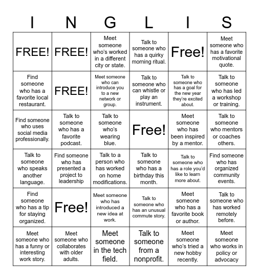 Networking Bingo! Bingo Card