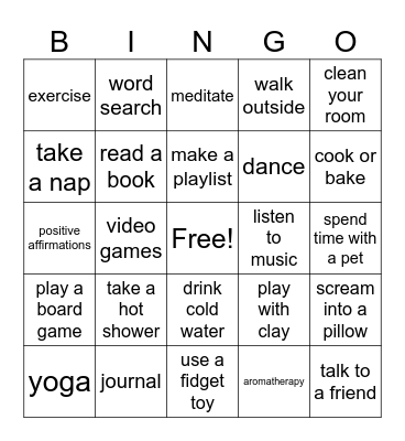 COPING SKILLS BINGO Card