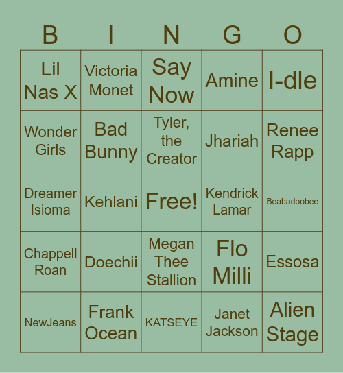 Wrapped 2025 Bingo Card