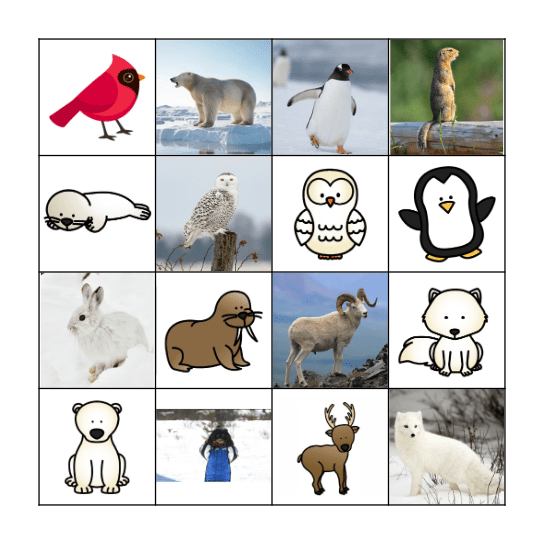 What do you see? (Winter Animals) Bingo Card