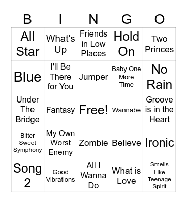 90s Bingo Card