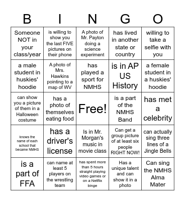 Yearbook Bingo! Bingo Card