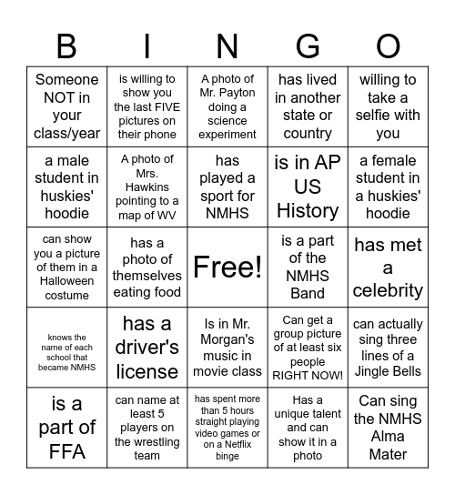 Yearbook Bingo! Bingo Card