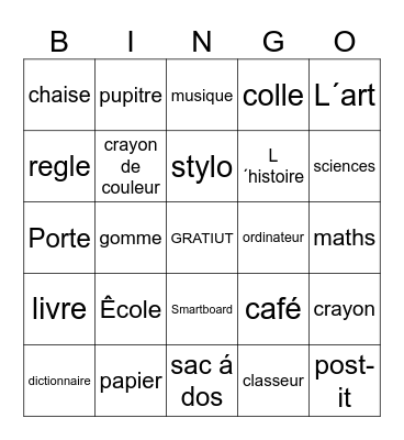 L´Êcole Bingo Card