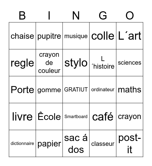 L´Êcole Bingo Card