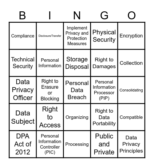 FMH DP Seminar Bingo Card