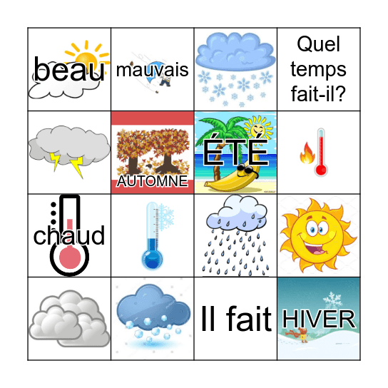 LA MÉTÉO Bingo Card