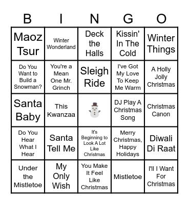 HOLIDAY MUSIC Bingo Card