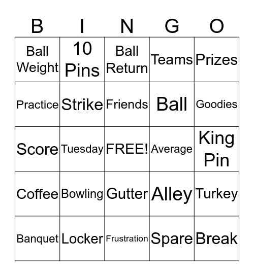 Bowling Bingo Card