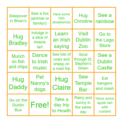 Ireland Trip 2026 Bingo Card