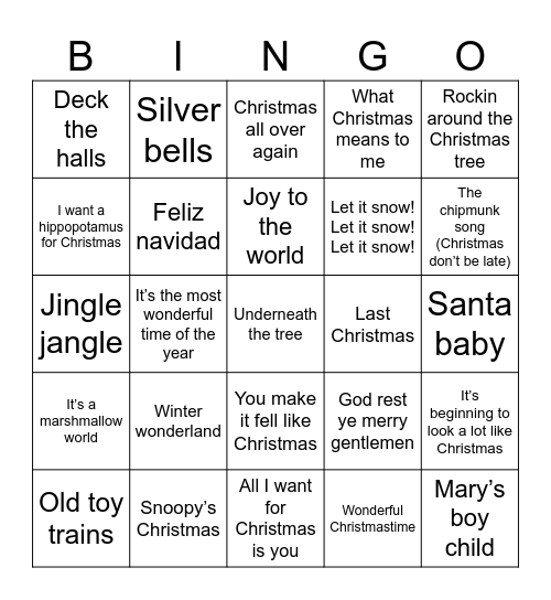 Christmas Bingo Card