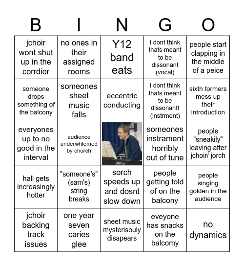 Christmas concert bingo Card