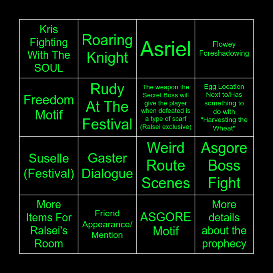 DELTARUNE Chapter 5 Bingo Card