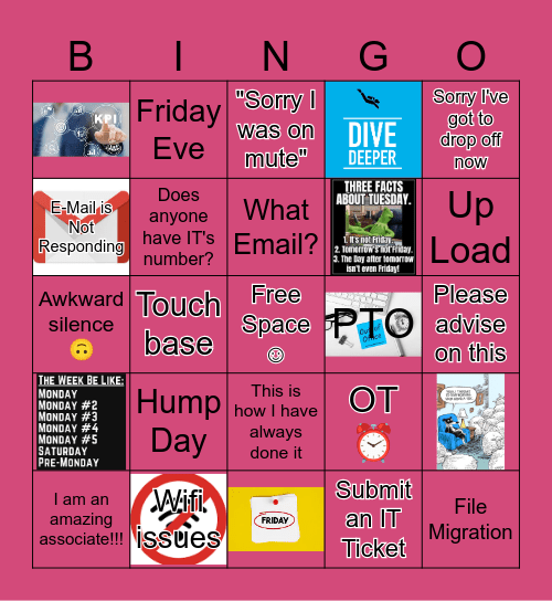 Remote Job Bingo Card