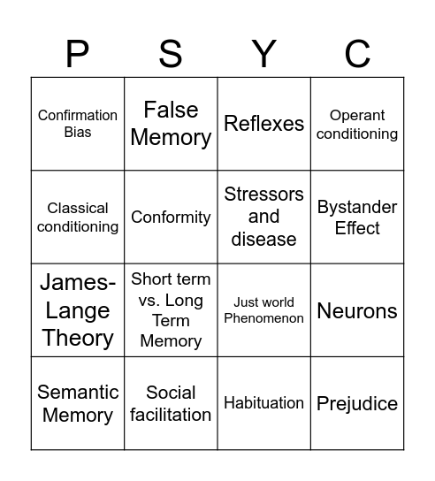 Concepts! Bingo Card
