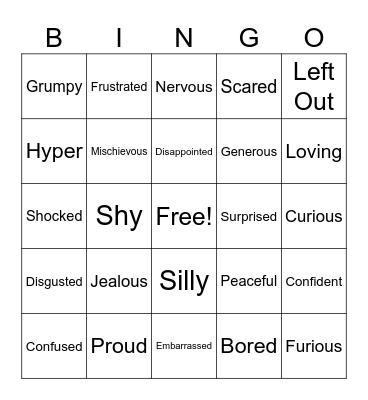 FEELINGS Bingo Card