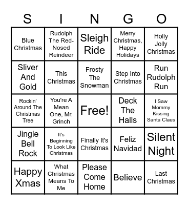 Christmas Singo Bingo Card