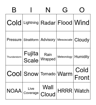 Weather Bingo Card