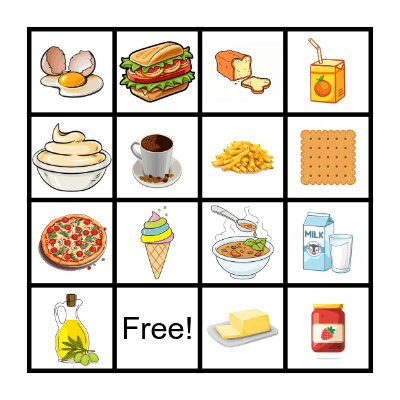 Bingo des aliments Bingo Card