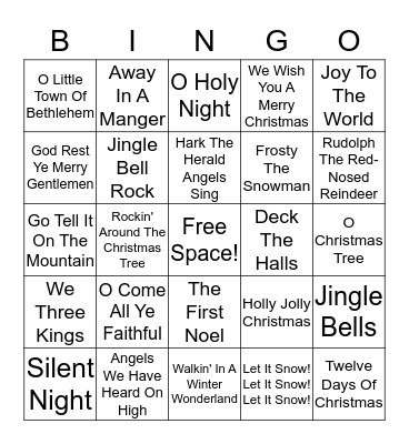 CHRISTMAS CAROL BINGO Card