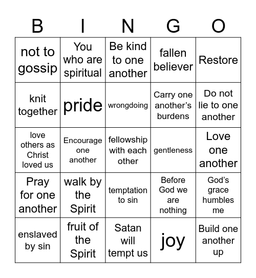 Pastor Bingo Card