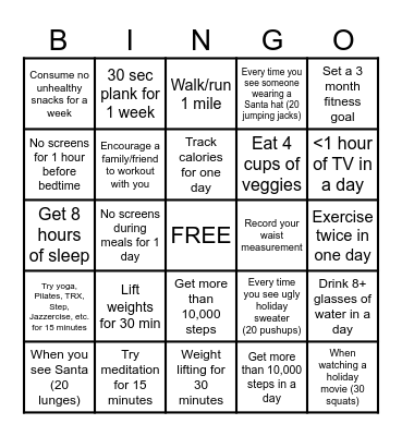 Winter Bingo Challenge! Bingo Card