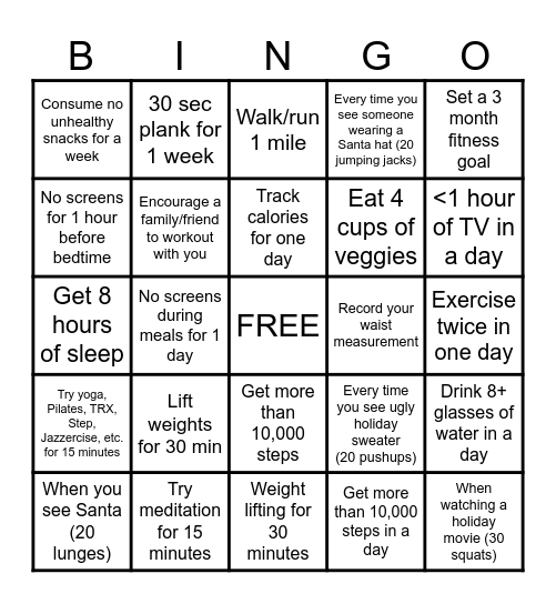 Winter Bingo Challenge! Bingo Card