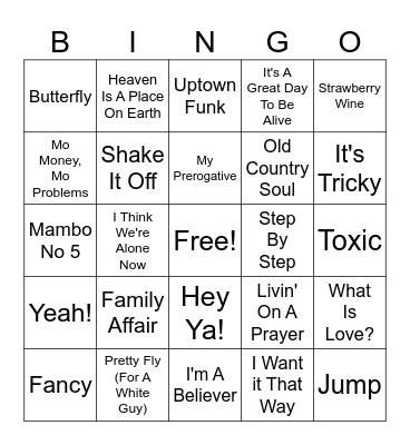 MUSIC BINGO Card