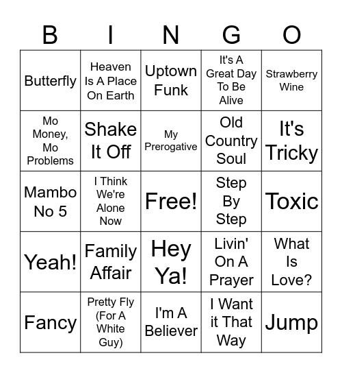 MUSIC BINGO Card