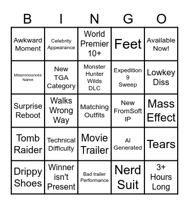Game Awards 2025 Bingo! Bingo Card